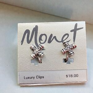 Monet Silver Earrings Clip Ons